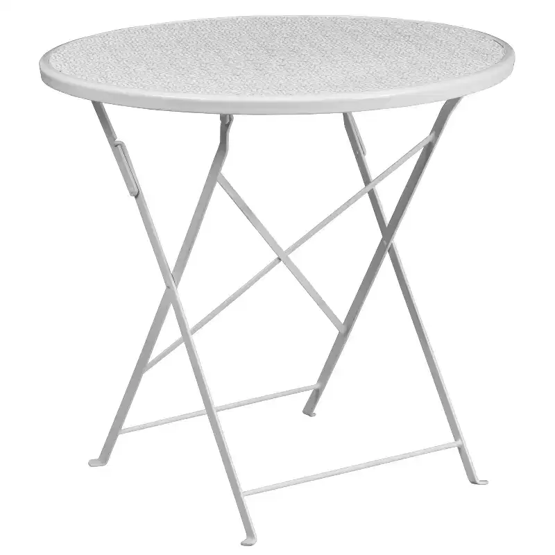Emma and Oliver Commercial Grade 30 Round Colorful Metal Garden Patio Folding Patio Table