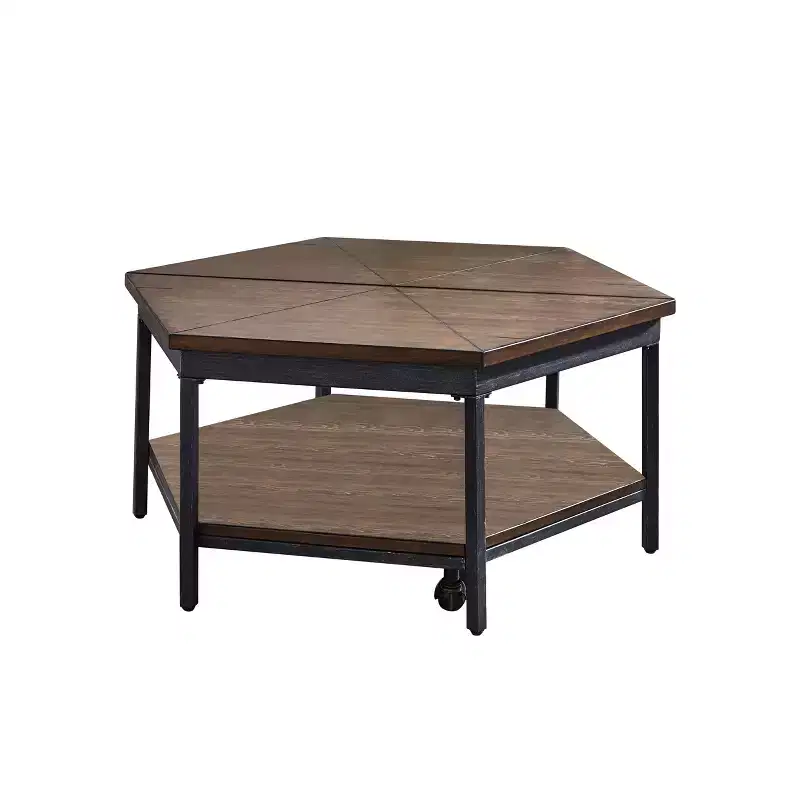 Steve Silver Co. Ultimo Hexagon Lift Top Metal Cocktail Brown