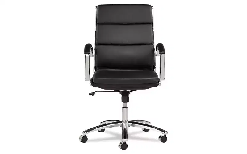 Mid-Back Slim Profile Chair – Faux Leather, 275 lb, Chrome Base