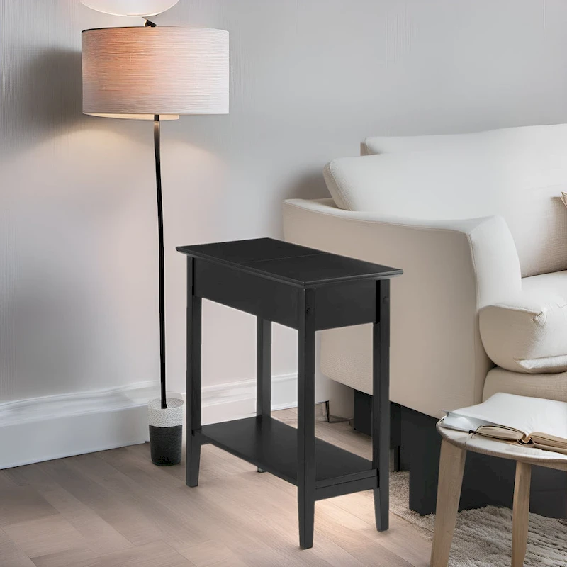 Stylish Slim End Table, Narrow Nightstand, and Skinny Bedside Table