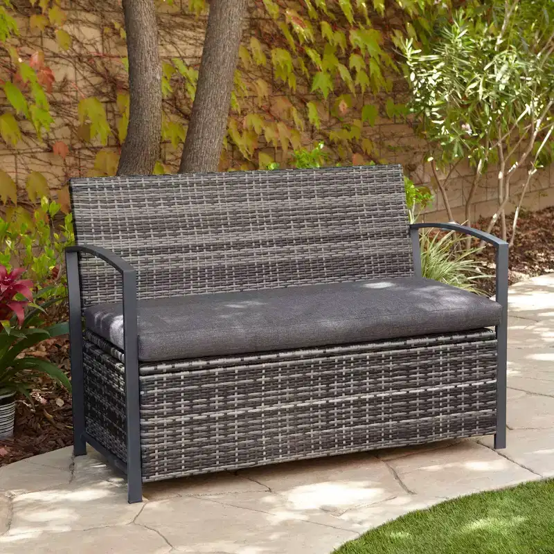 Teal Island Designs Wicker 47 1/2 Wide Bronze Outdoor Storage Bench