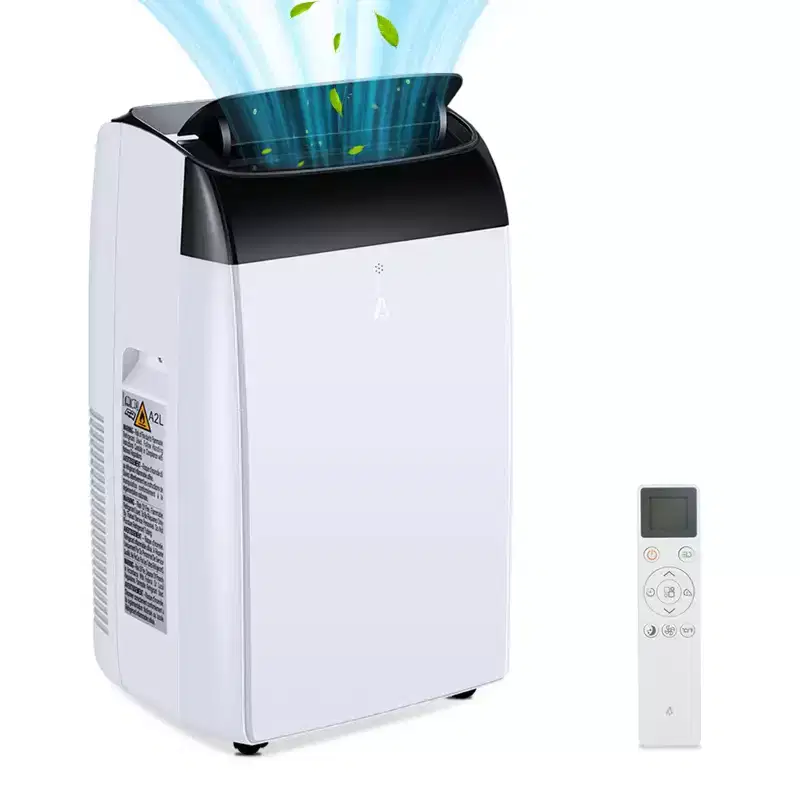 Small & Smart Portable AC: 12K BTU, 3-in-1 Cooling for 550 Sq.Ft. Rooms with LCD Remote Control. Features Fan & Dry Modes in White