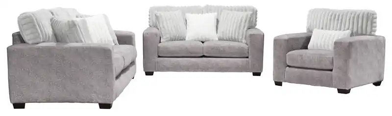Made in Canada 67 Chenille and Faux Fur Fabric Loveseat with Removable Cushions - Plush Paloma Grey
