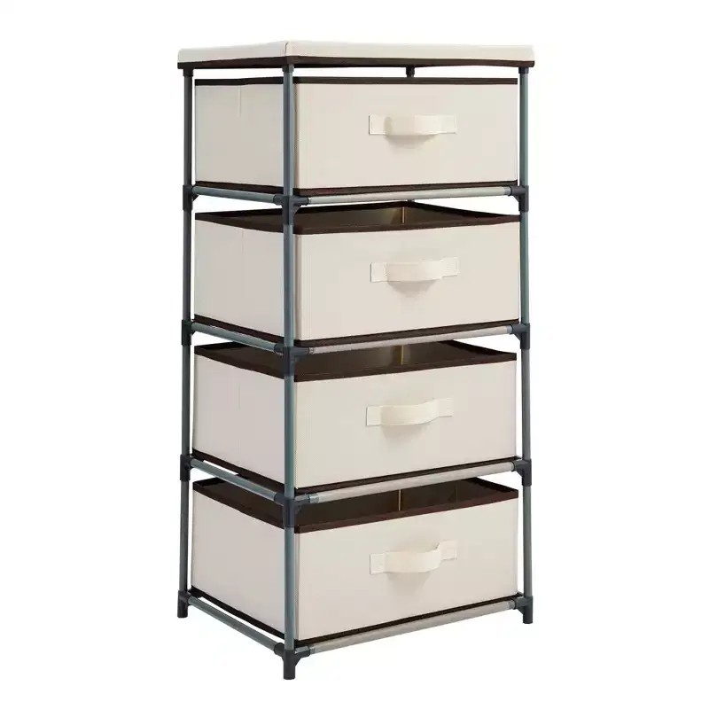 4-Tier Tall Closet Dresser with Drawers - Clothes Organizer and Small Fabric Storage for Bedroom