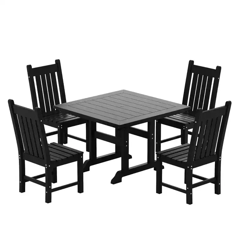 WestinTrends 5 Piece Outdoor Patio Dining Set Outdoor Square Table and Chair Set