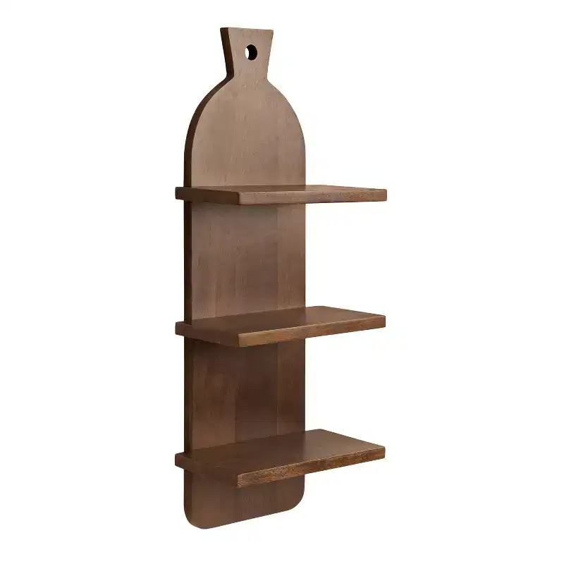 Kate & Laurel All Things Decor 12"x32" 3-Tier Braxton Modern Farmhouse Wall Shelves Natural Brown: Transitional Style, Plastic Frame