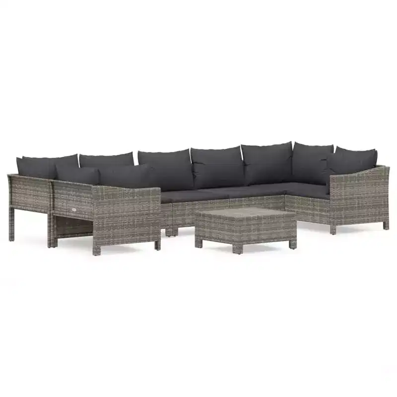vidaXL Patio Furniture Set Outdoor Armchair with Cushions Gray Poly Rattan