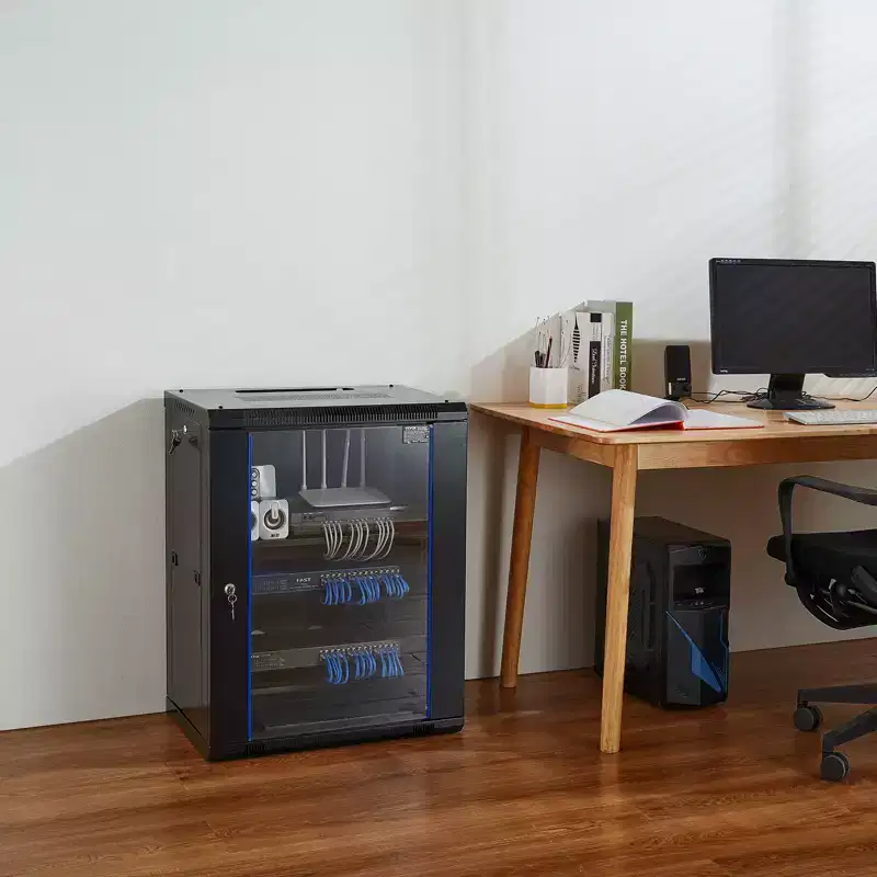 VEVOR 15U Wall Mount Network Cabinet, 500 lbs Max. Ground Load Capacity, Server Rack Cabinet Enclosure with Locking Tempered Glass Door, Side Panels