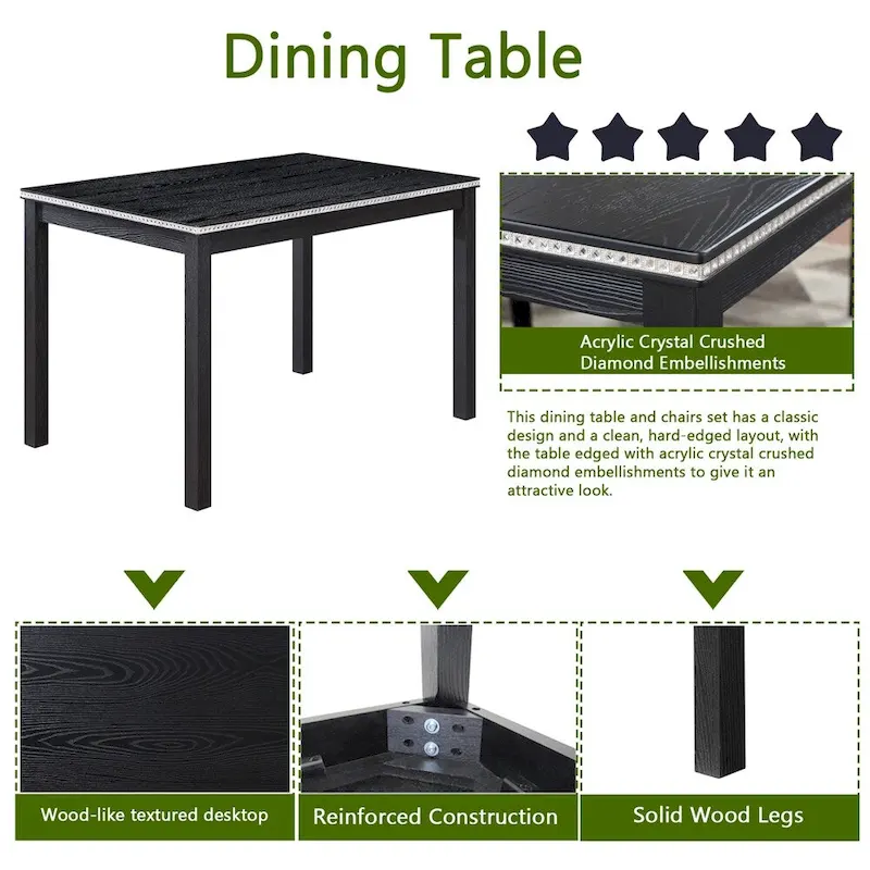 5-piece Wood Dining Counter Height Table and Chair Set