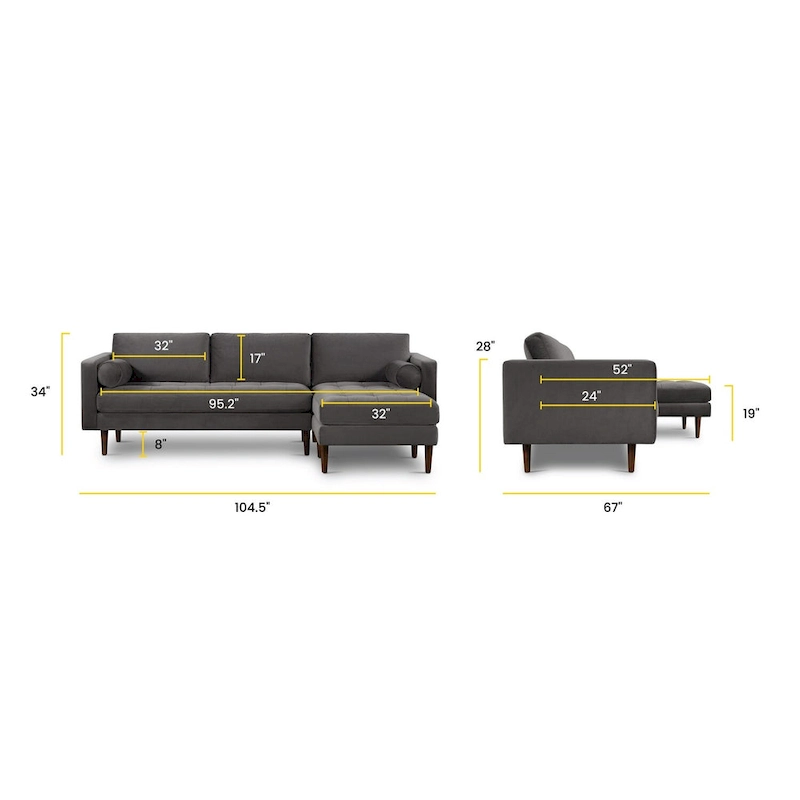Poly & Bark Napa 104.5 Fabric Right Sectional Sofa