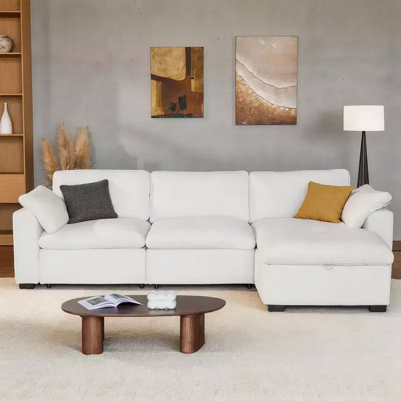Oversized Cloud Modular Sectional Sofa, Down-Filled Deep Seat, Solid Wood Frame, Tool-Free Assembly