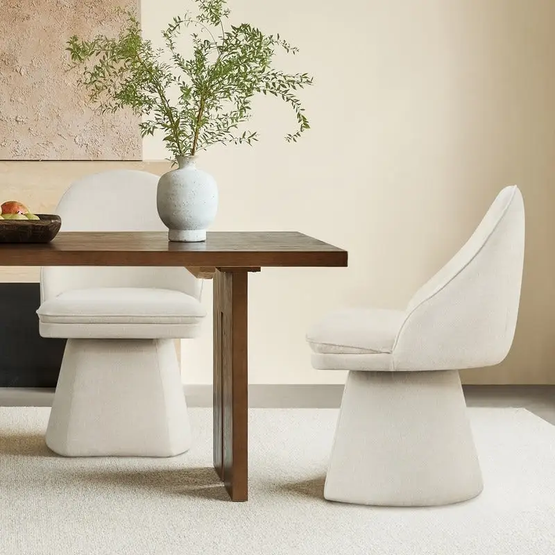 Darah Upholstered Swivel Armless Dining Chair Double-layered Cushions