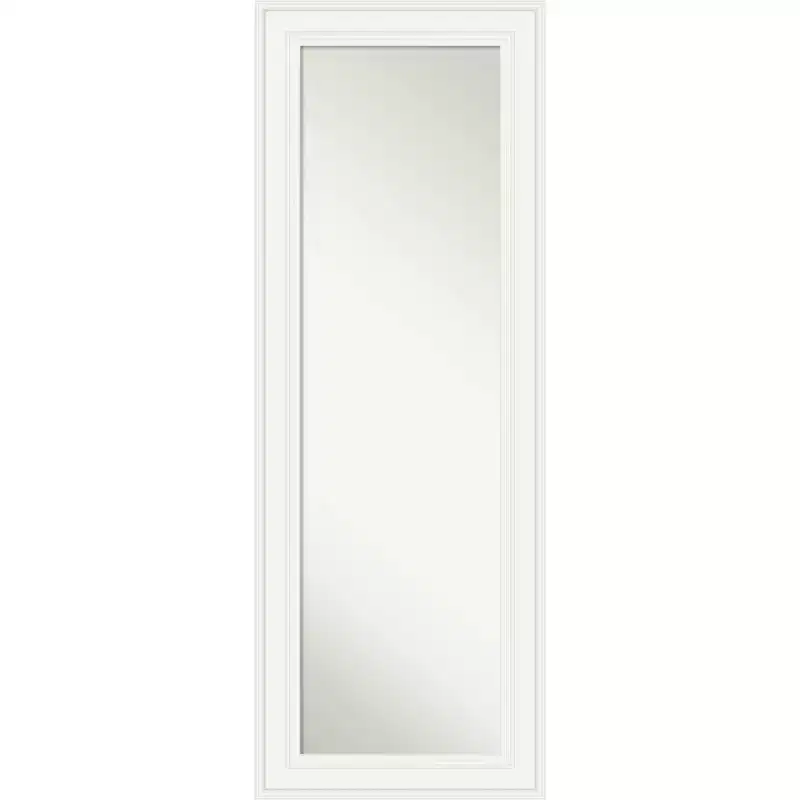 20" x 54" Non-Beveled Ridge White Full Length on The Door Mirror - Amanti Art: Polystyrene Frame, Includes Mounting Hardware