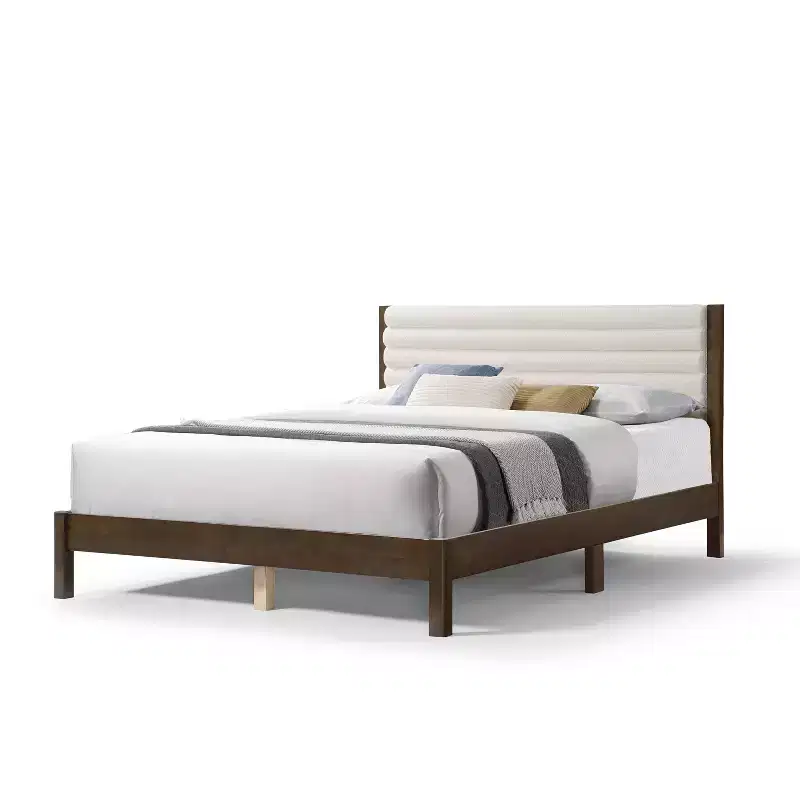 Queen Platform Bed with Boucle Upholstery
