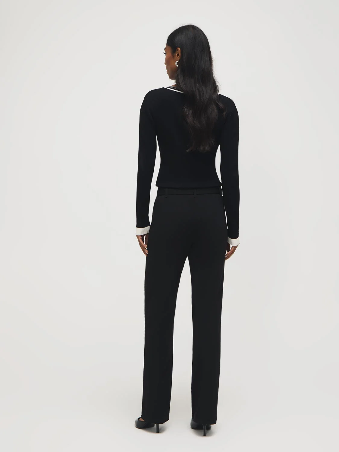 Belted Crepe Flare Leg Pants
