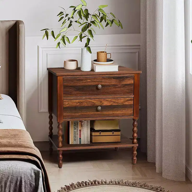 Karl Home 2-Drawer Brown Particle Board 24.02in. W Nightstands