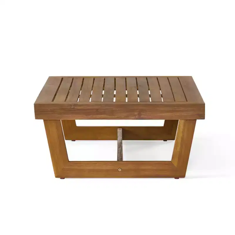 Christopher Knight Home Uland Outdoor Slat Design Acacia Wood 7 Seater Seating Set with Cushions