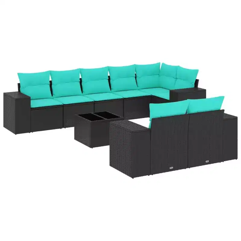vidaXL Patio Sofa Set with Cushions, Modular Outdoor Sectional, Poly Rattan, Multiple Colors/Models
