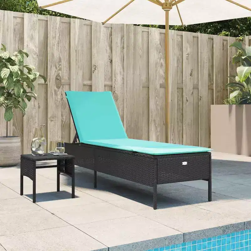 vidaXL Patio Sun Lounger PE rattan Single Multi-Position Backrest