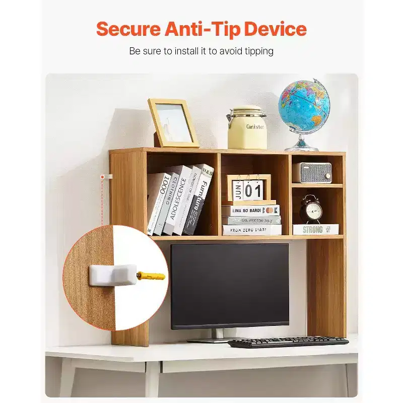 VIYET 29 1-Tier Desktop Bookshelf - Wood, Anti-Slip Feet Pads
