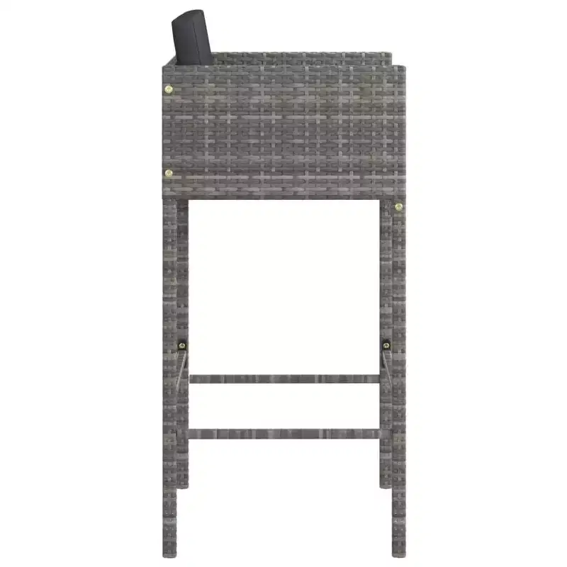 vidaXL Bar Stool Set of 4 Poly Rattan, Powder-Coated Steel