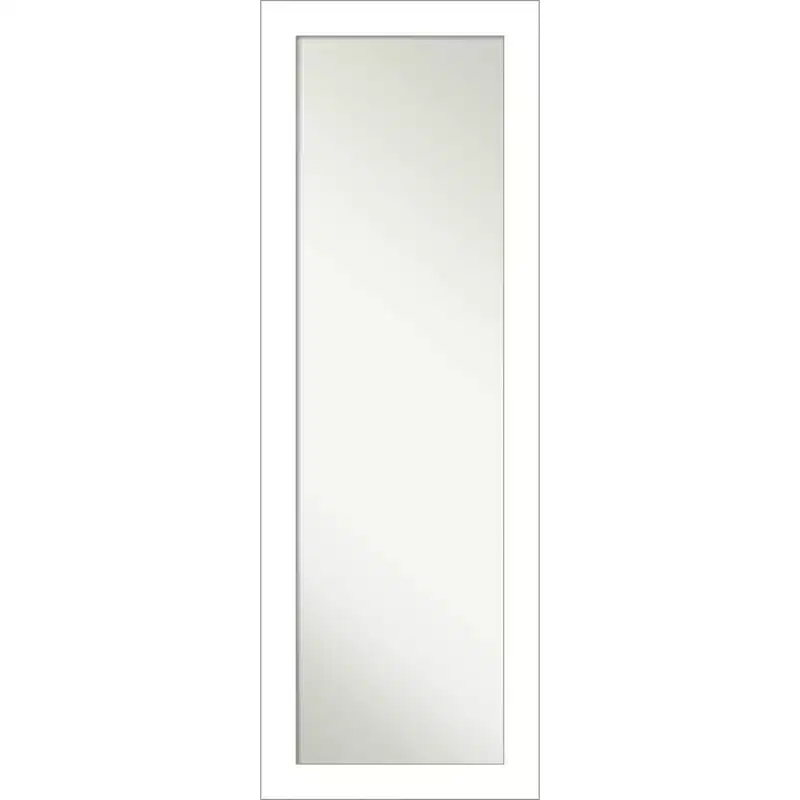 Amanti Art 18"x52" Wedge Framed On the Door Mirror White: Modern Polystyrene Frame, No Assembly Required