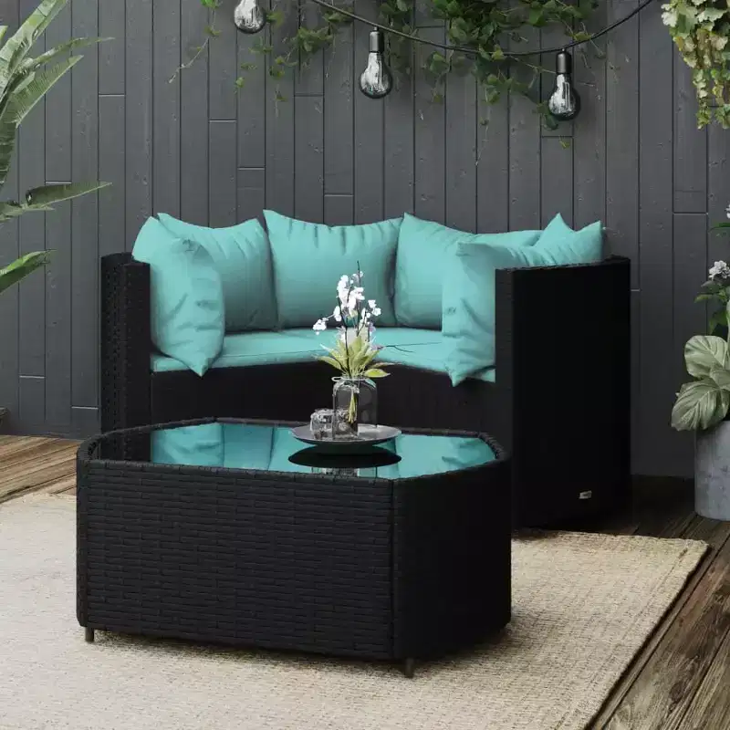 vidaXL Patio Furniture Set Modern Lounge Set with Cushions Poly Rattan