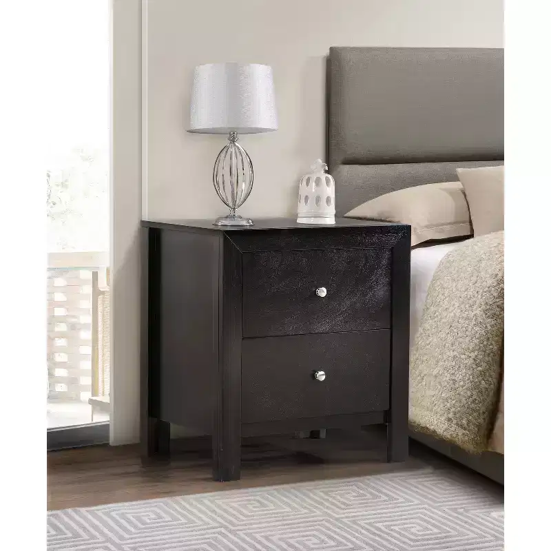 2-Drawer Nightstand with Black Finish – 25