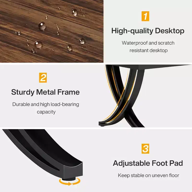 Lantine 78-Inch Conference Table for 6-8 People, Rectangular Seminar Table with Strong Metal Frame for Office Meeting Boardroom, Brown