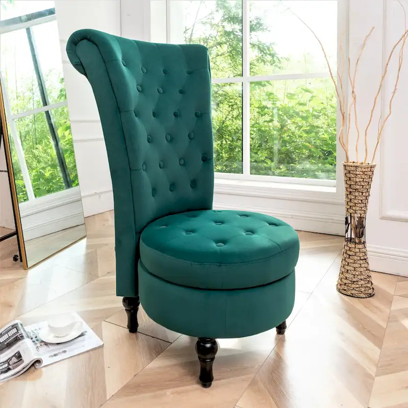 US Pride Furniture Gosser 20 Wide Velvet High Back Vanity Chair