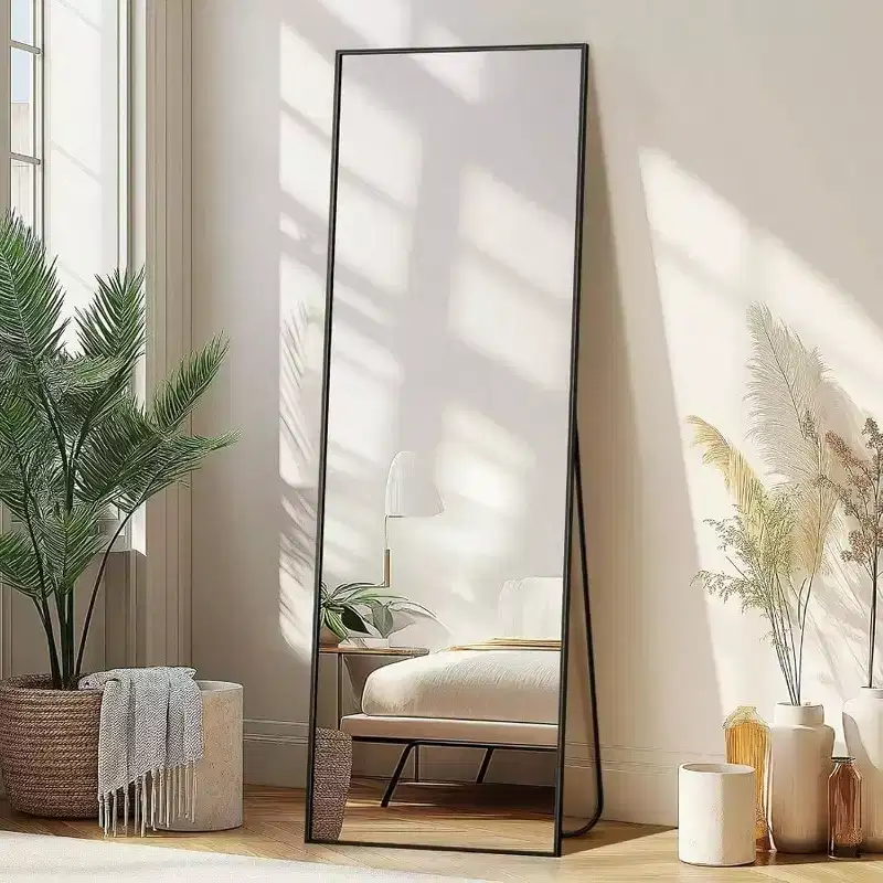 56x15 Black Full Length Mirror with Aluminum Frame