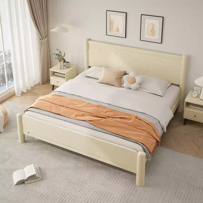 ModernLuxe Wood Platform Bed Frame Queen/King Size with Headboard, No Box Spring Needed, Solid Wood Slat Support