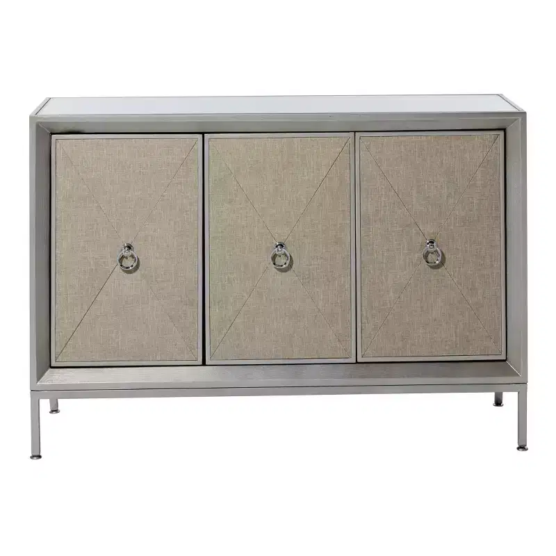 Glam Wood Cabinet Gray - Olivia & May: Stylish Indoor Storage with 2 Shelves, No Assembly Required