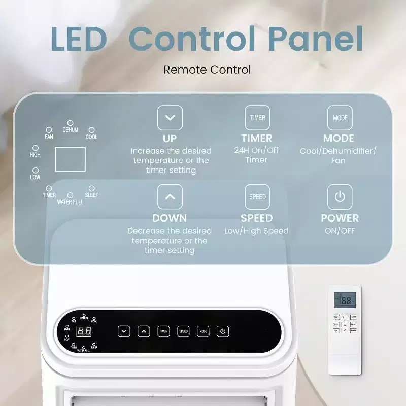 ZAFRO Portable Air Conditioner, Air Conditioner with Cooling, Fan, Dehumidifier, Sleep Mode, 55 db, Cooling up to 450 Sq. Ft