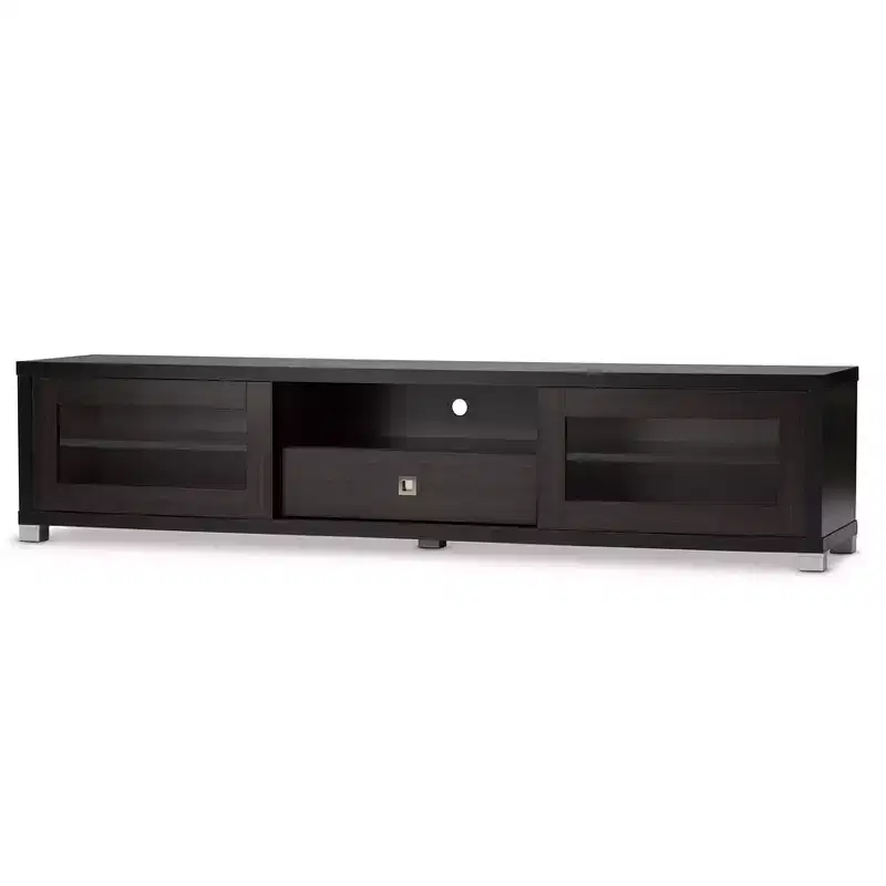 70-Inch TV Stand Entertainment Center with Glass Sliding Doors and Storage