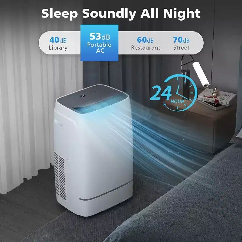 Portable Air Conditioner, 13000 BTU for Room up to 600 sq.ft, Dehumidifier & Fan, Portable AC with 3 Fan Speeds, 24H Timer, Remote Control