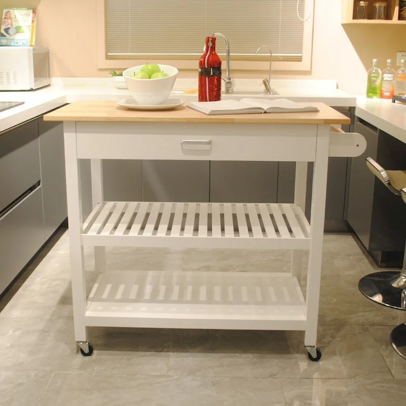 40 Mobile Kitchen Island & Kitchen Cart,with Two Lockable Wheels