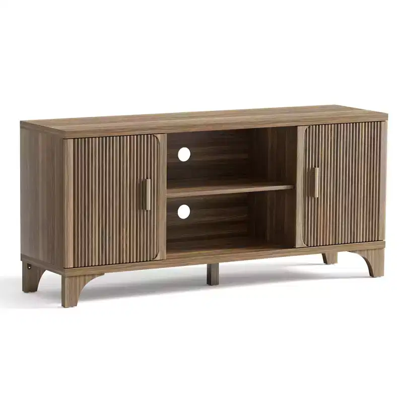 Wood MDF Walnut Finish TV Stand 58.3