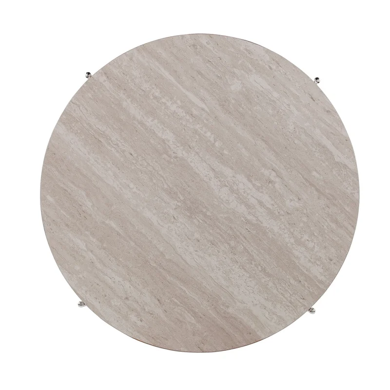 SEI Furniture Henderson Modern Faux Marble Round Coffee Table with Bottom Shelf