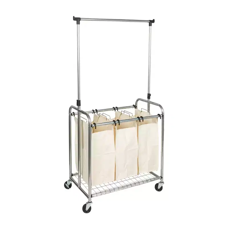 3-Bag Laundry Sorter with Clothes Rack