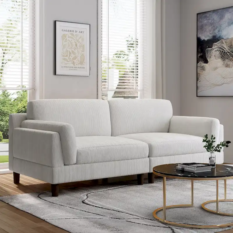 90 Corduroy Sectional Sofa Lounge Sleeper Sofa