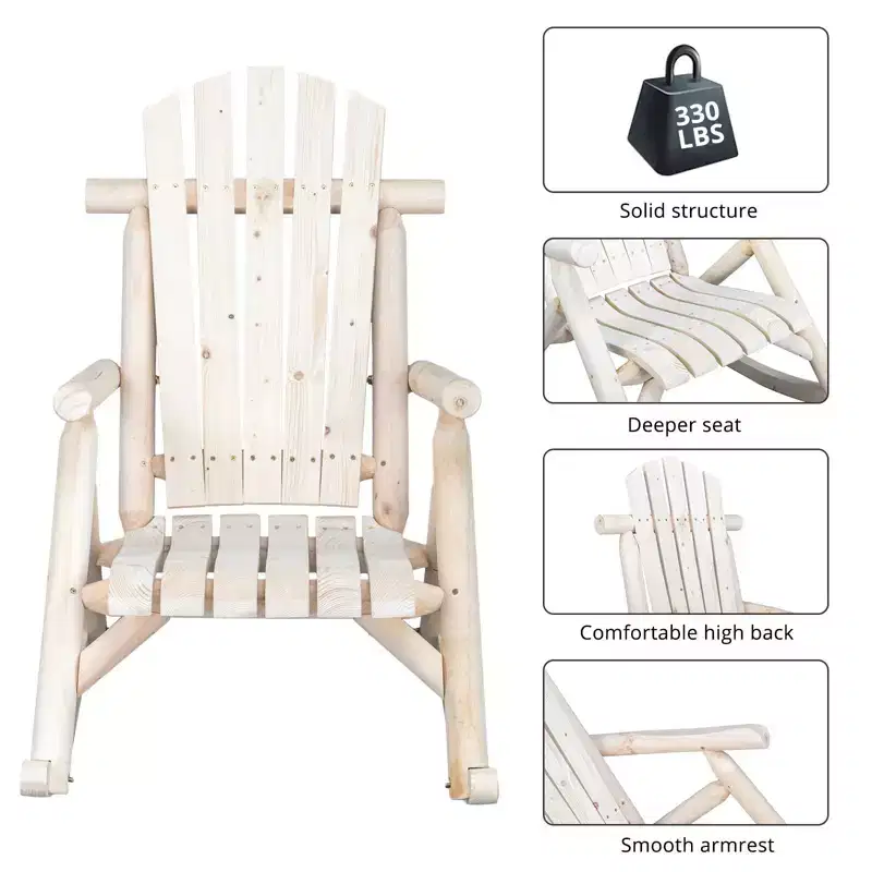Karl Home | Natural Wood Patio Rocking Chair