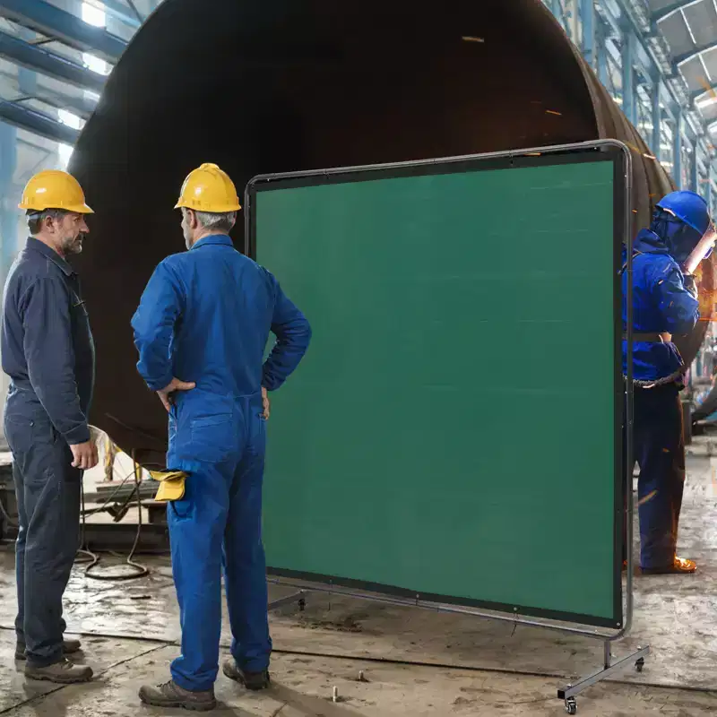 VEVOR Welding Screen with Frame, 6' x 6' Welding Curtain Screen, Flame-Resistant Vinyl Welding Protection Screen on 4 Swivel Wheels, Green