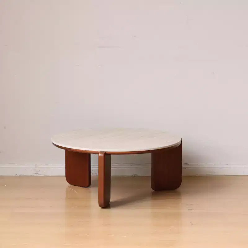 Bellamy Solid Wood Round Coffee Table with Sintered Stone Top