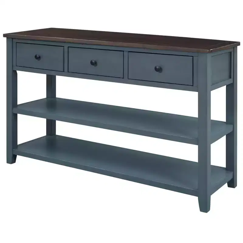 Whisen Modern Design Console Table with 3 Drawers and 2 Open Shelves