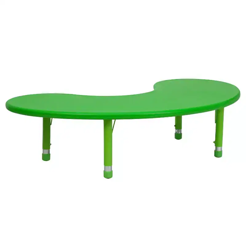 Emma and Oliver 35W x 65L Half-Moon Plastic Height Adjustable Activity Table