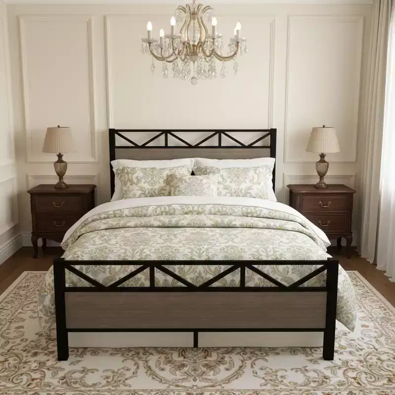 Full Size Platform Bed Frame with Headboard & Footboard, 440 lb Capacity