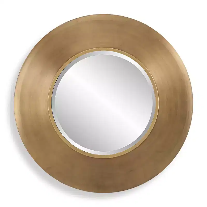 Antique Gold Round Wall Mirror, Single, 29.5