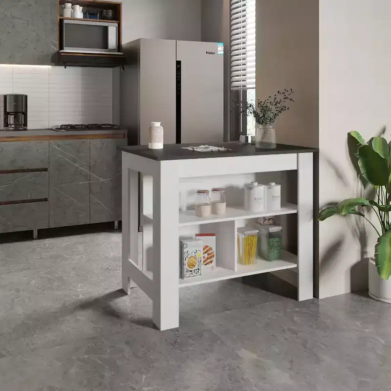HomeStock 35.4 in.H Plastic Kitchen Islands for Modular Kitchen with 2 Shelves
