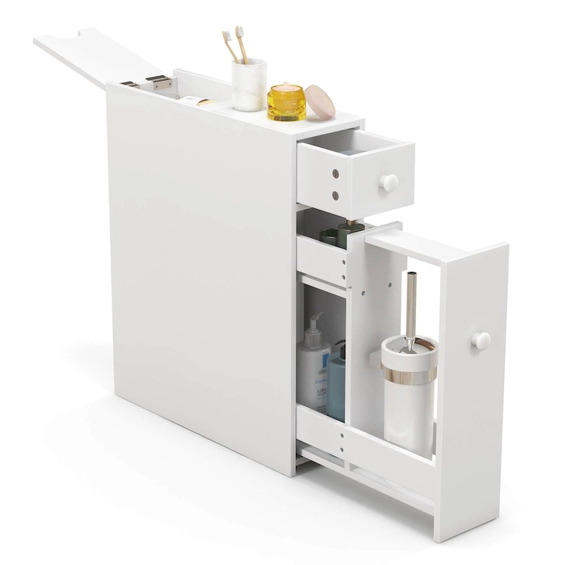 Costway Bathroom Floor Cabinet Toilet Narrow Storage Organizer with